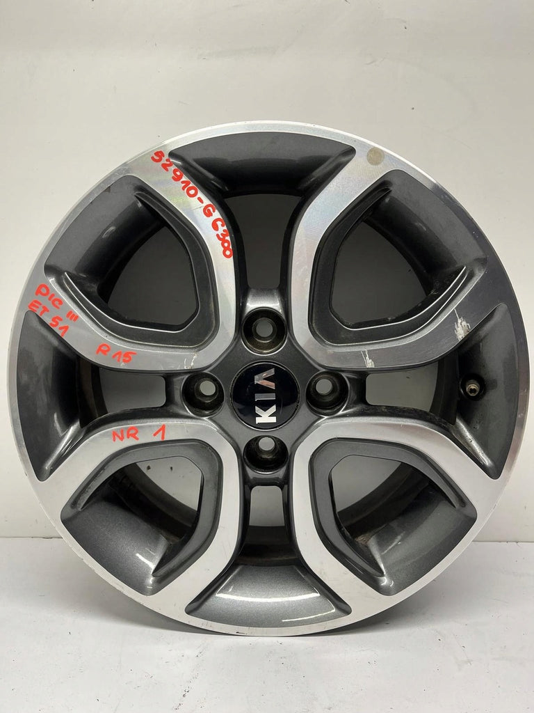 1x Alufelge 15 Zoll 6.0" 4x100 51ET Glanz Graphit 52910-G6300 Kia Picanto