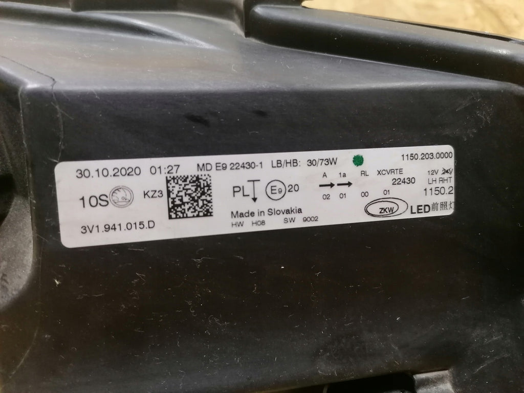 Frontscheinwerfer Skoda Superb III 3V1941015D Full LED Links Headlight