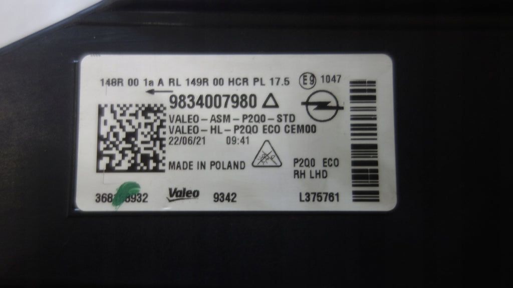 Frontscheinwerfer Opel Mokka 9834007980 Full LED Rechts Scheinwerfer Headlight SCH4689436744eb