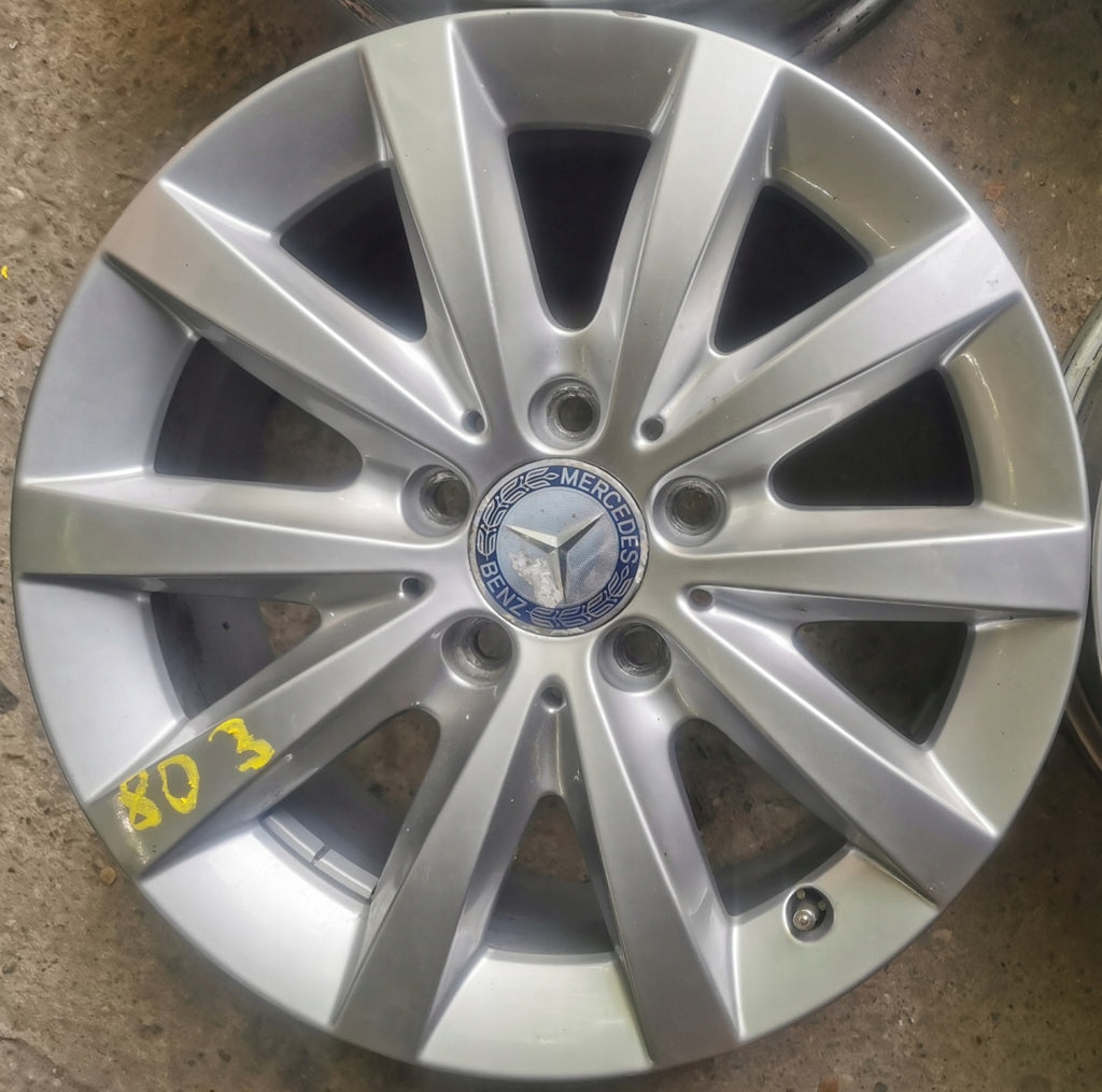 4x Alufelge 16 Zoll 6.5" 5x112 49ET Glanz Silber A2464010500 Mercedes-Benz FEL3219803090zl