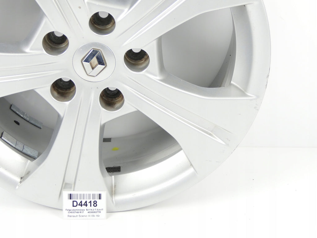 1x Alufelge 17 Zoll 7.0" 5x114.3 403005377R Renault Megane III 1 Scenic FEL5762509697tg