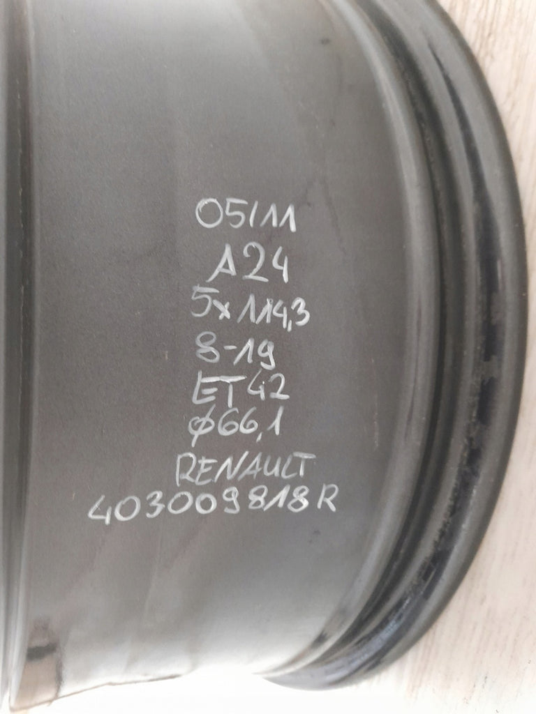 1x Alufelge 19 Zoll 8.0" 5x114.3 42ET Glanz Graphit 403009818R Renault I FEL3035261084ej