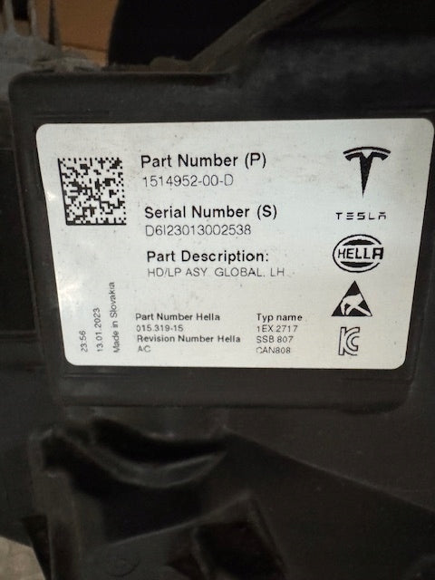 Frontscheinwerfer Tesla 3 1514952-00-D LED Links Scheinwerfer Headlight SCH9793969129pb