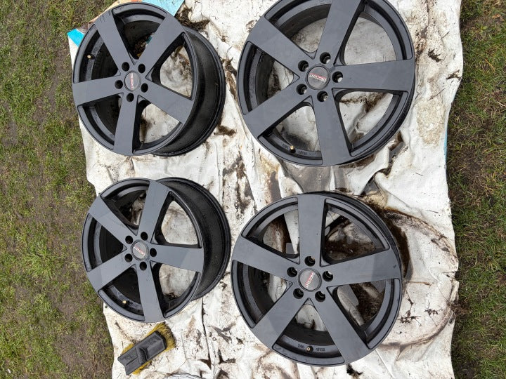 4x Alufelge 18 Zoll 7.5" 5x115 48ET Matt Schwarz KBA49735 Rim Wheel FEL9996985589kb