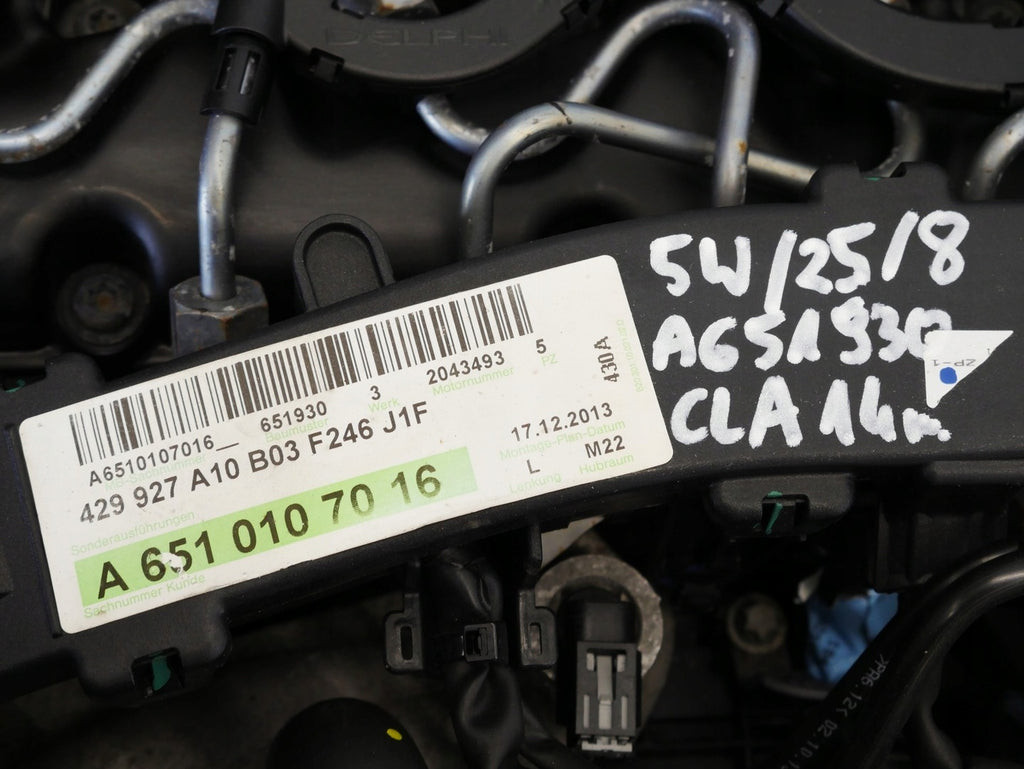 Motor Mercedes-Benz W176 W246 651930 2.2 CDI 102TKm 2013 Diesel Unkomplett