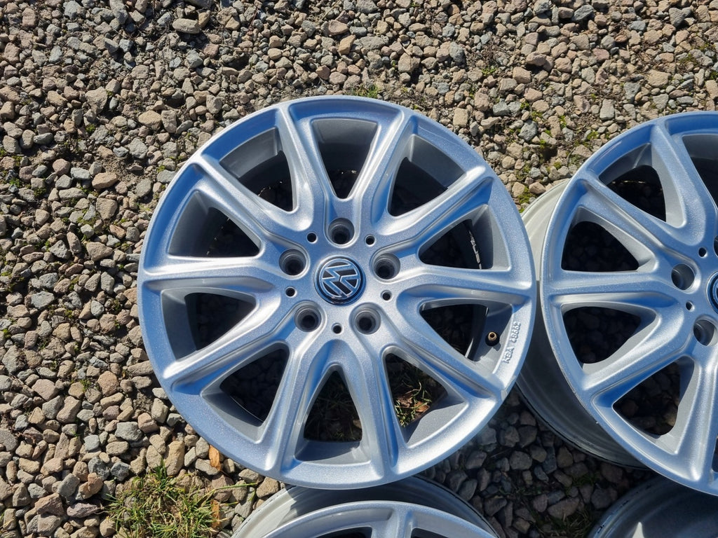 4x Alufelge 16 Zoll 6.5" 5x112 48ET Glanz Silber KBA48662 VW Rim Wheel FEL9284537797wr