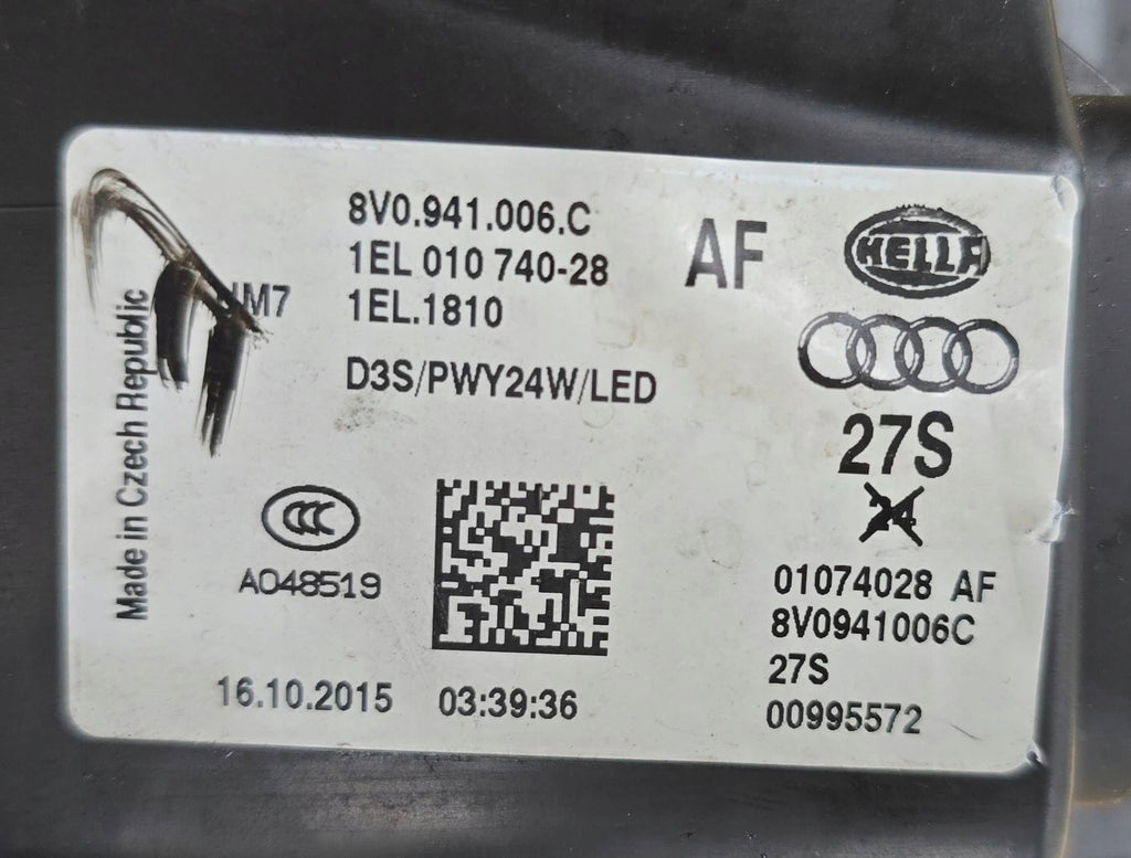 Frontscheinwerfer Audi A3 8V0941006C Rechts Scheinwerfer Headlight SCH6808012080ll