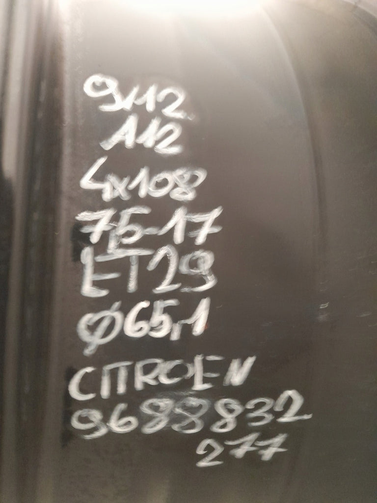 1x Alufelge 17 Zoll 7.5" 4x108 29ET Glanz Schwarz 9688832277 Citroën I Rim Wheel FEL4879751364lx