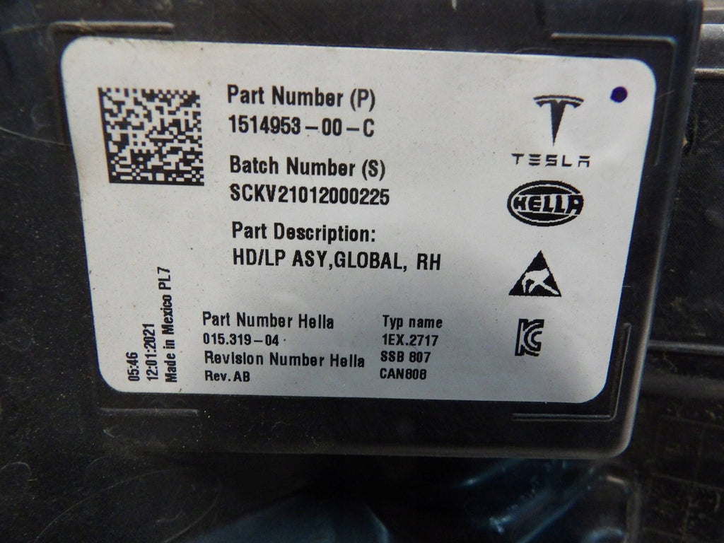 Frontscheinwerfer Tesla Model 3 151495300 Rechts Scheinwerfer Headlight