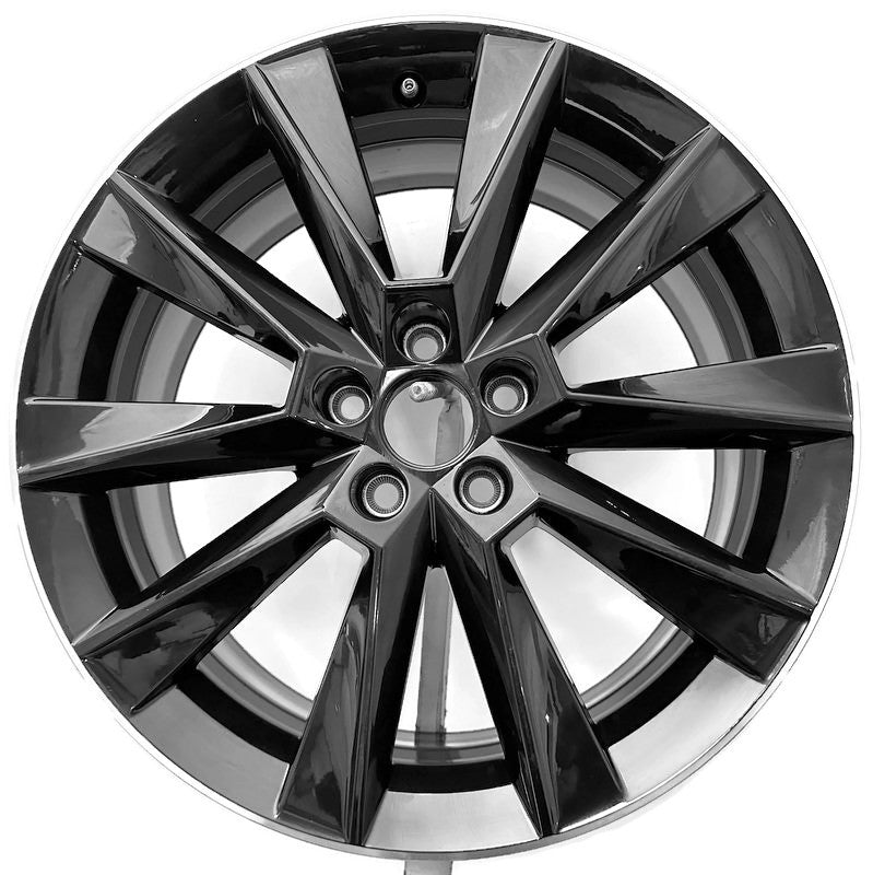 1x Alufelge 17 Zoll 7.0" 5x100 46ET Glanz Schwarz 5JJ601025 Skoda Rim Wheel