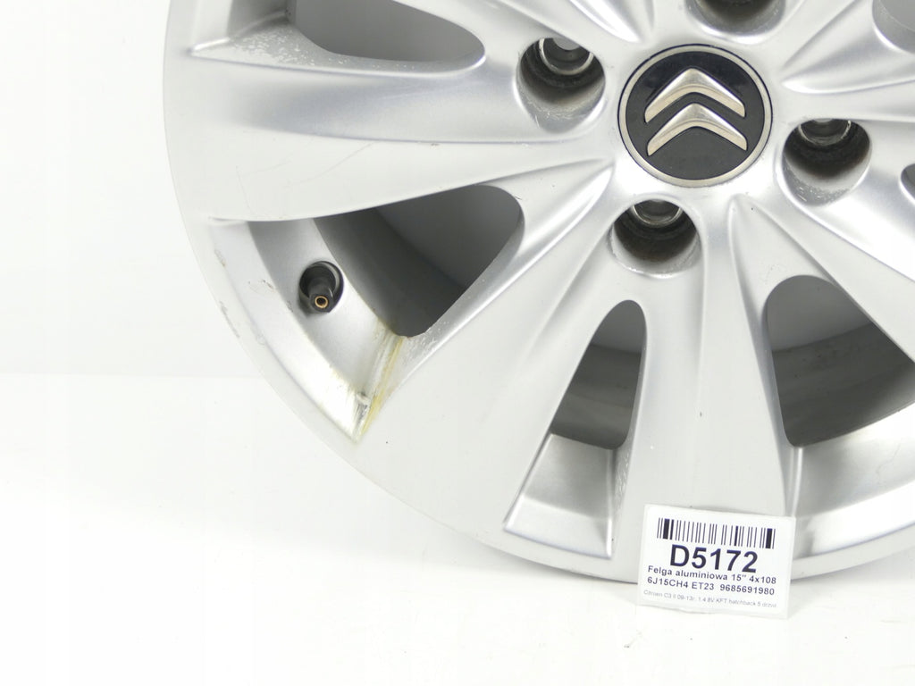 1x Alufelge 15 Zoll 6.0" 4x108 9685691980 Citroën C3 II Hatchback Rim Wheel FEL7708989771bm