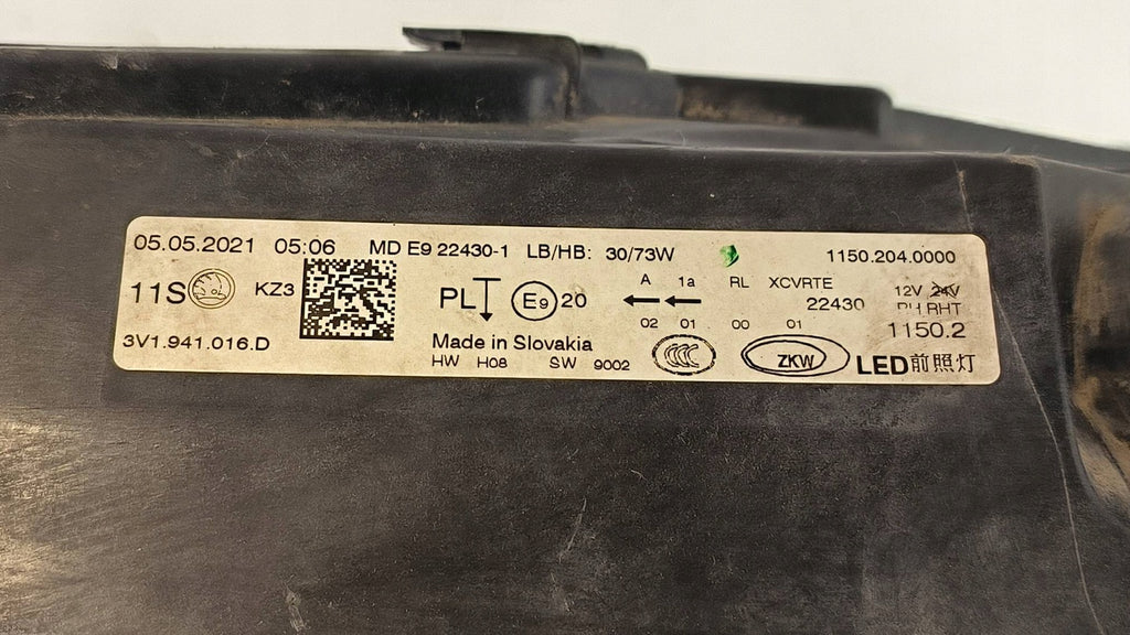 Frontscheinwerfer Skoda Superb III 3V1941016D LED Rechts Scheinwerfer Headlight