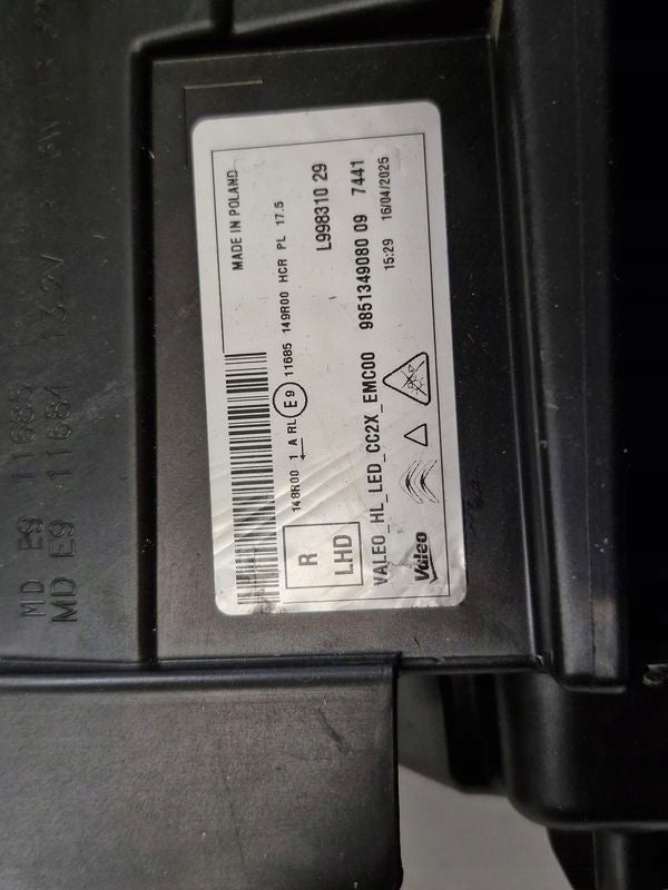 Frontscheinwerfer Citroën C3 I 9851349080 Full LED Rechts Scheinwerfer Headlight