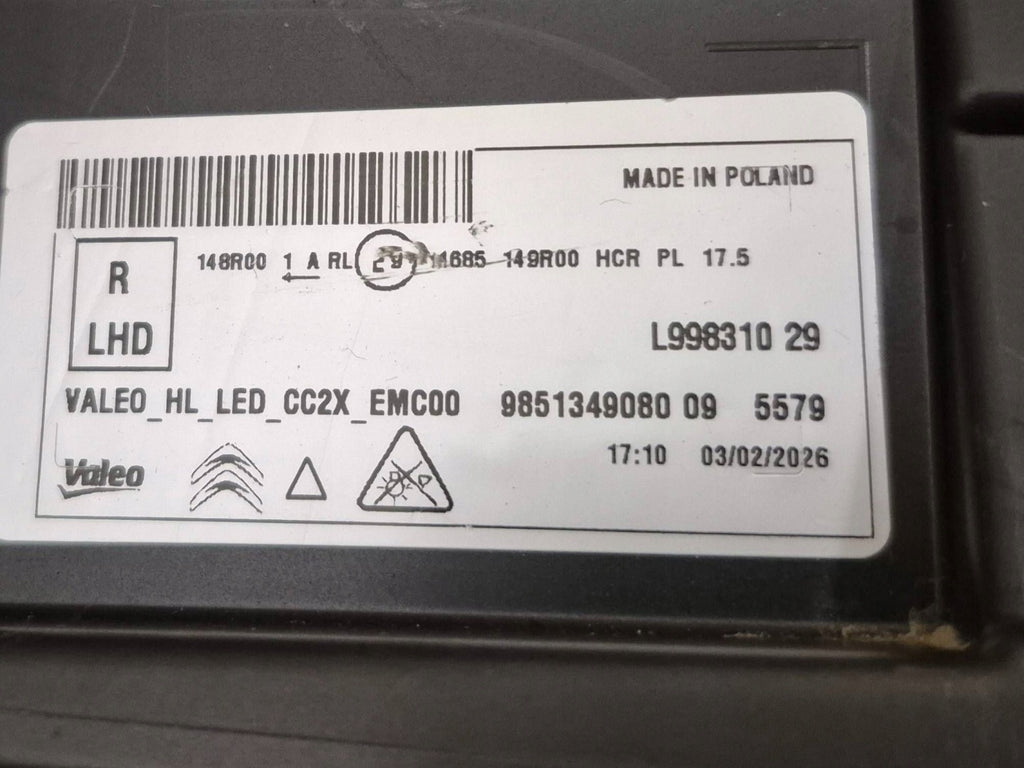 Frontscheinwerfer Citroën C3 I 9851349080 11685149R00 Full LED Rechts Headlight SCH4223799016yv