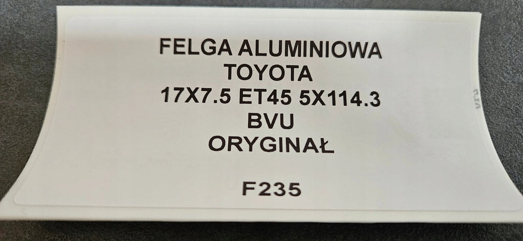 1x Alufelge 17 Zoll 7.5" 5x114.3 45ET Toyota Rim Wheel FEL4544101997nx