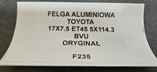 Load image into Gallery viewer, 1x Alufelge 17 Zoll 7.5" 5x114.3 45ET Toyota Rim Wheel FEL4544101997nx
