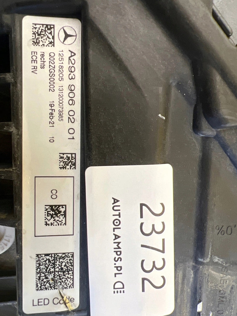 Frontscheinwerfer Mercedes-Benz Eqc A2939060201 LED Rechts Headlight SCH3898907580pj