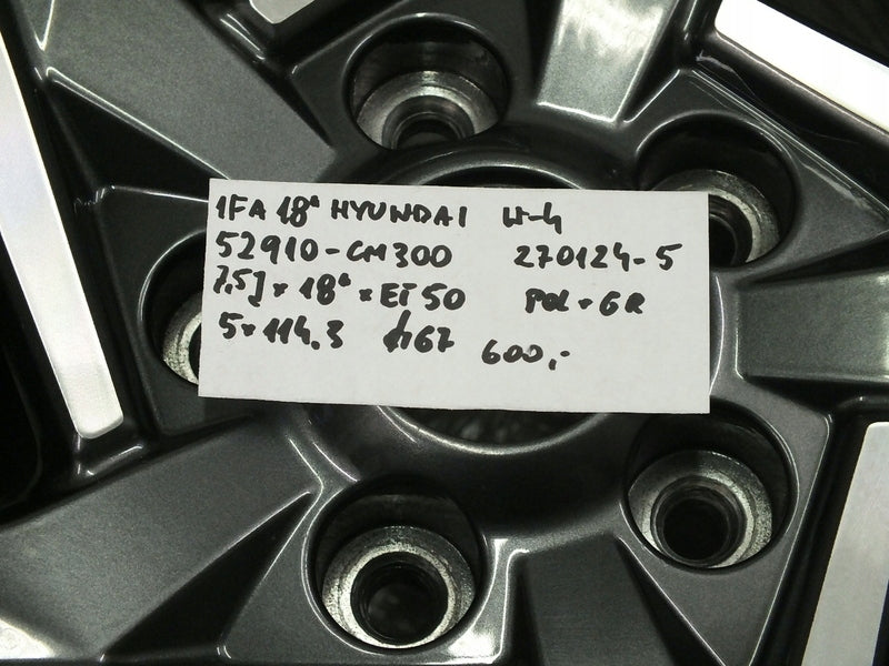 1x Alufelge 18 Zoll 7.5" 5x114.3 50ET Glanz Graphit 52910-CM300 Hyundai Mg FEL7845230270gx