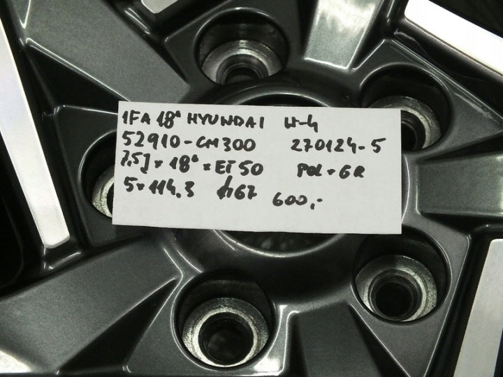 1x Alufelge 18 Zoll 7.5" 5x114.3 50ET 52910CM300 Hyundai Rim Wheel FEL7845230270gx