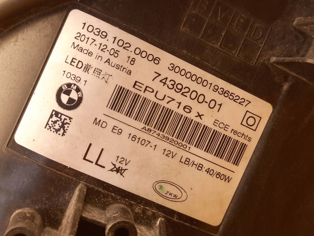 Frontscheinwerfer BMW 5 G31 G30 7439200 LED Rechts Scheinwerfer Headlight SCH1296843719qc