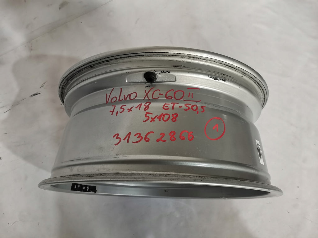 1x Alufelge 18 Zoll 7.5" 5x108 50,5ET Glanz Silber 31362866 Volvo Xc60 Ii