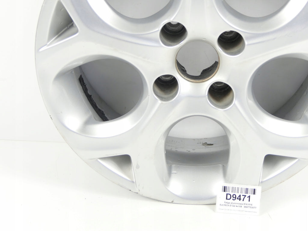 1x Alufelge 16 Zoll 6.0" 4x108 22ET 9687753077 Citroën C3 Ii Rim Wheel FEL1023709604gh