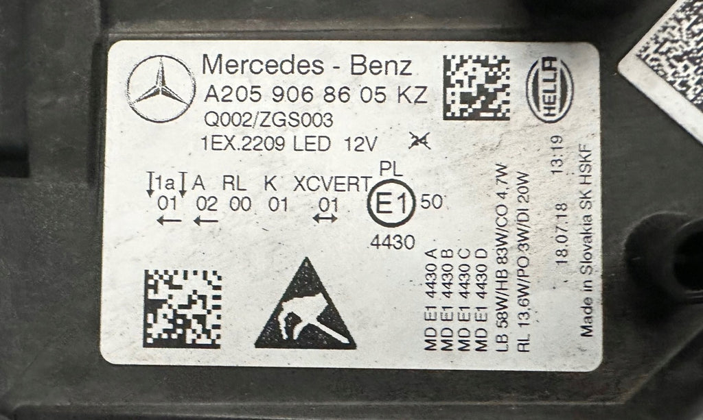 Frontscheinwerfer Mercedes-Benz W205 A2059068605 Rechts Scheinwerfer Headlight SCH5434748695jg