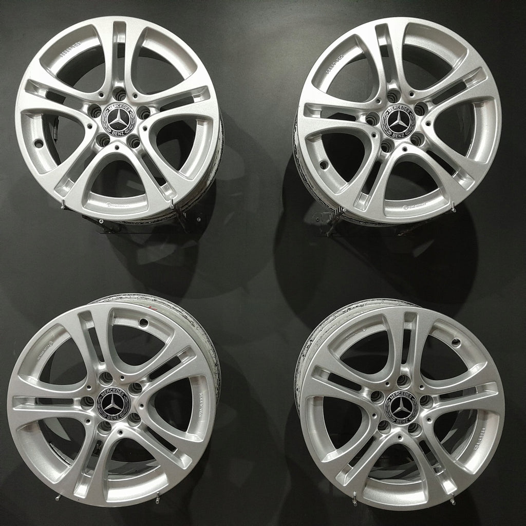 4x Alufelge 16 Zoll 6.5" 5x112 38ET Glanz Silber Mercedes-Benz W177 Rim Wheel FEL1004276152bu