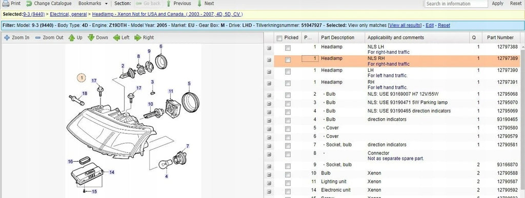 Frontscheinwerfer Saab 9-3 12797389 Vorderseite Scheinwerfer Headlight
