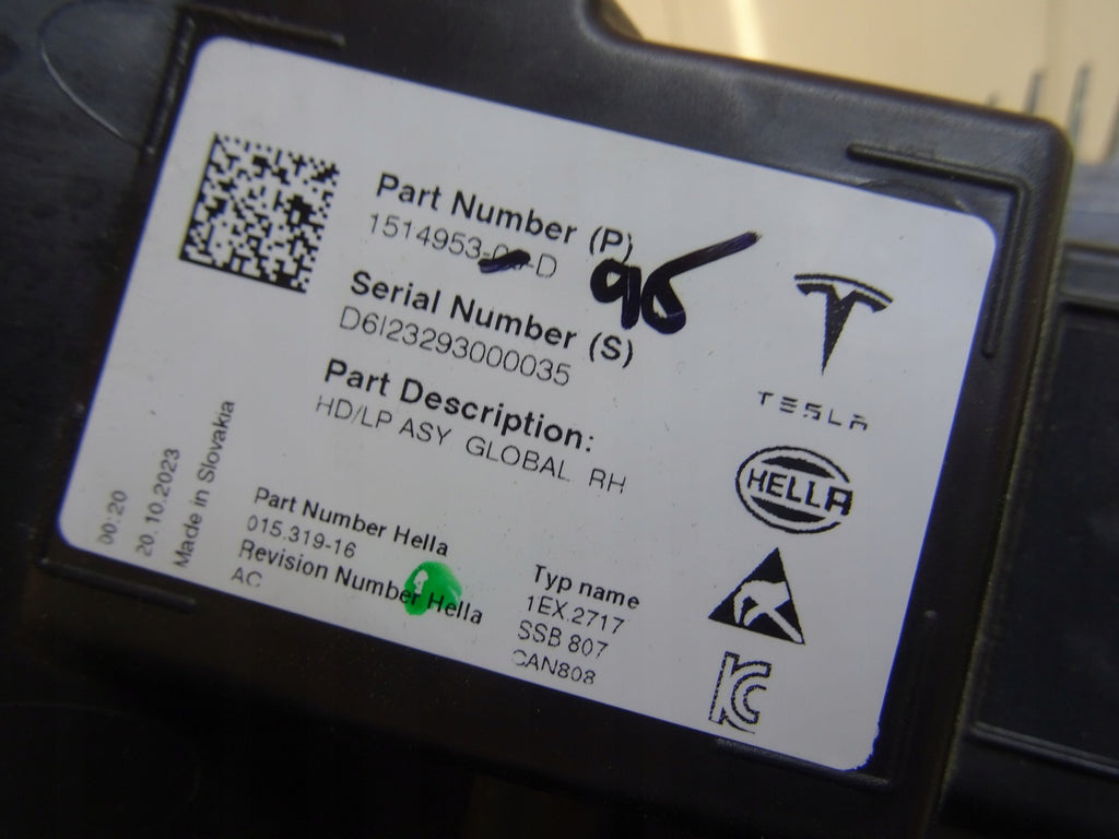 Frontscheinwerfer Tesla Model 3 1514953-00-D Full LED Rechts Headlight