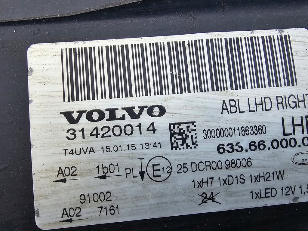 Frontscheinwerfer Volvo V70 S80 31420014 Xenon Rechts Scheinwerfer Headlight SCH2518994053mm