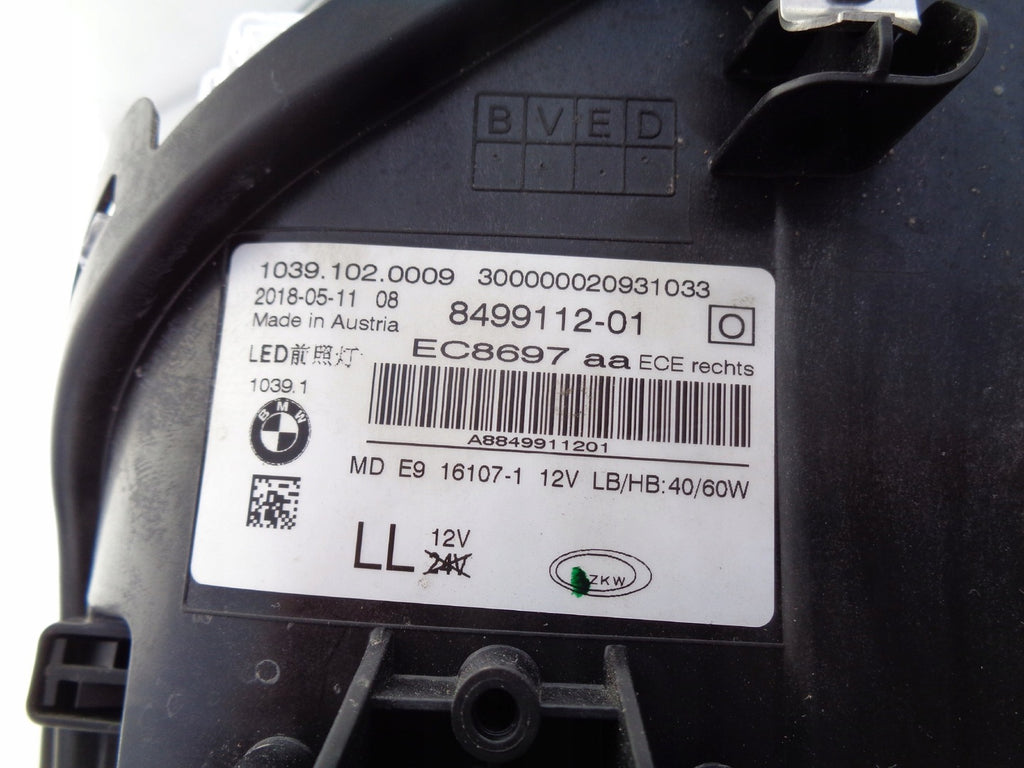 Frontscheinwerfer BMW 5 G31 G30 8499112 LED Rechts Scheinwerfer Headlight