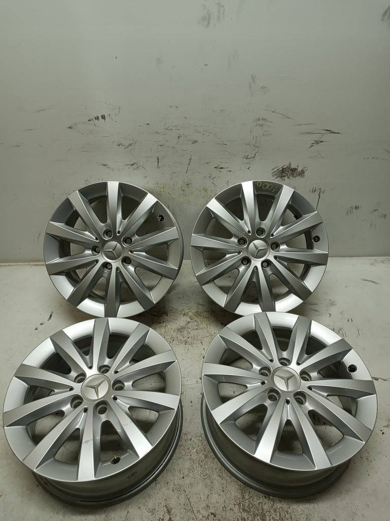4x Alufelge 16 Zoll 6.5" 5x112 49ET Glanz Silber A2464010202 Mercedes-Benz FEL3433649131wb