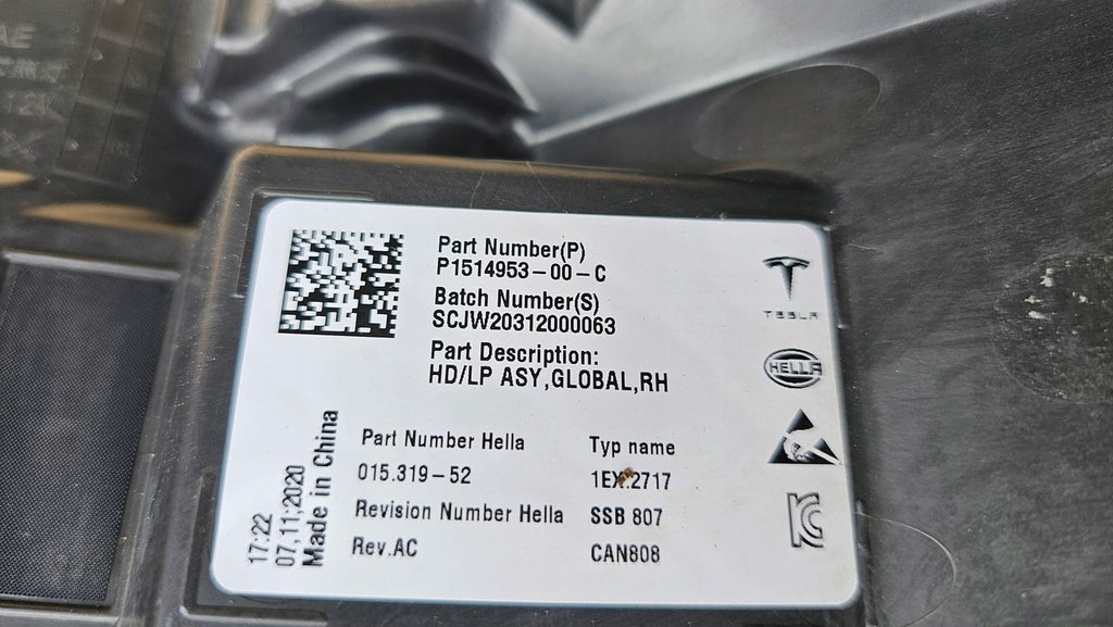 Frontscheinwerfer Tesla 3 1514953-00-C Laser Rechts Scheinwerfer Headlight