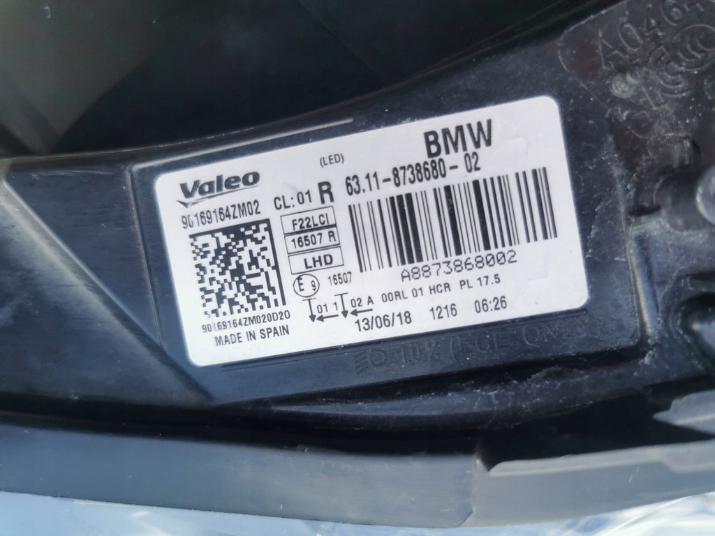 Frontscheinwerfer BMW 2 F22 F23 8738680-02 LED Rechts Scheinwerfer Headlight SCH6374056900pe