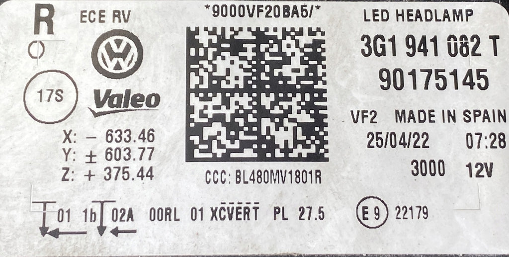 Frontscheinwerfer VW Passat LED Rechts Scheinwerfer Headlight SCH5380381345ug