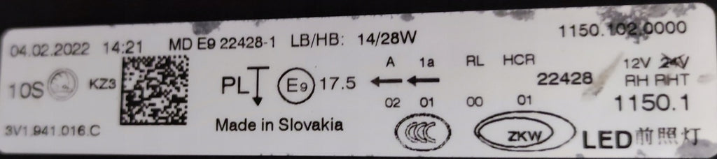 Frontscheinwerfer Skoda Superb III 3V1941016C Full LED Rechts Headlight
