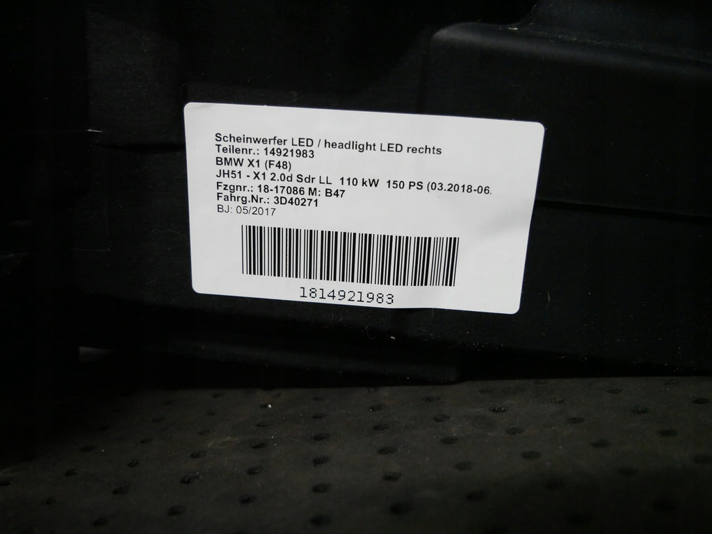 Frontscheinwerfer BMW F48 7495004-01 Full LED Rechts Scheinwerfer Headlight SCH6566816509ev