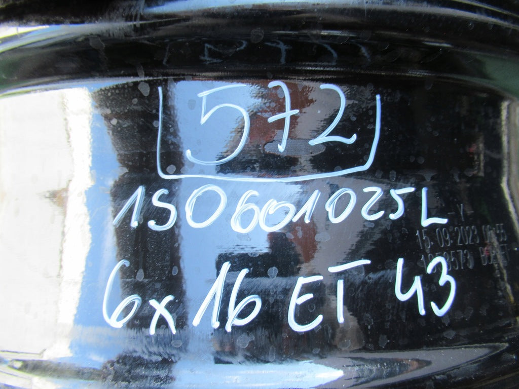 1x Alufelge 16 Zoll 6.0" 4x100 43ET Glanz Schwarz 1S0601025 Skoda Citigo Up! FEL3541279348sj