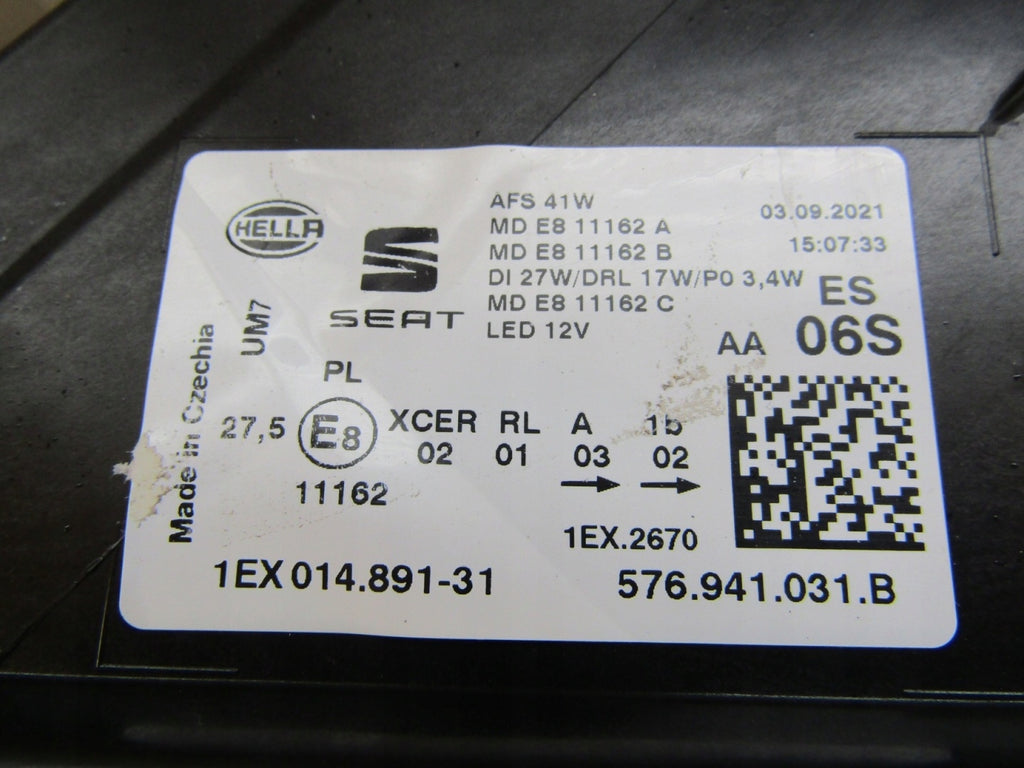 Frontscheinwerfer Seat Ateca 576941031B LED Ein Stück (Rechts oder Links)