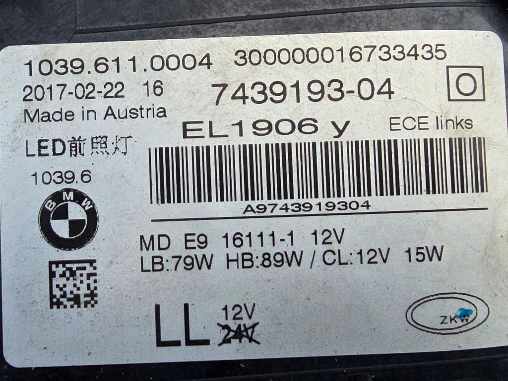 Frontscheinwerfer BMW 5 G31 G30 7439193-04 Full LED Links Scheinwerfer Headlight SCH9830417736lm