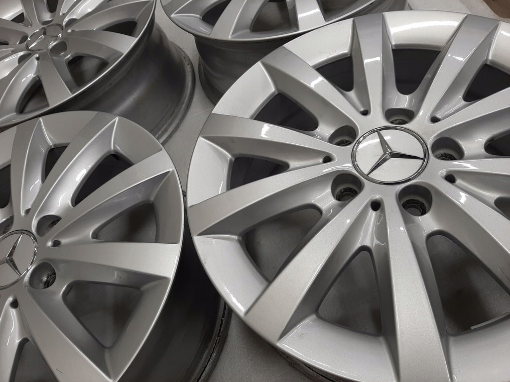 4x Alufelge 16 Zoll 6.5" 5x112 49ET Glanz Silber A2464010500 Mercedes-Benz FEL6574275445yh