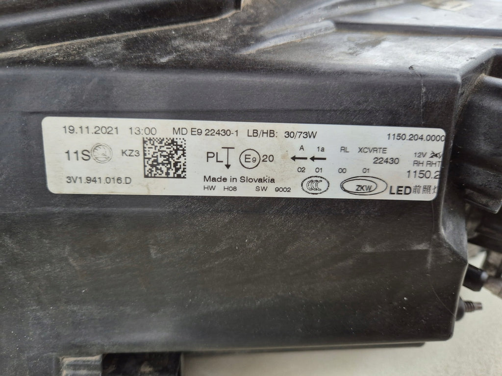 Frontscheinwerfer Skoda Superb III 3V1941016 LED Rechts Scheinwerfer Headlight