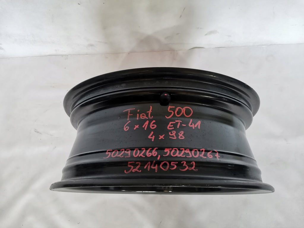 1x Alufelge 16 Zoll 6.0" 4x98 41ET 52140532 50290266 50290267 Fiat 500 Rim Wheel FEL7209538045nq