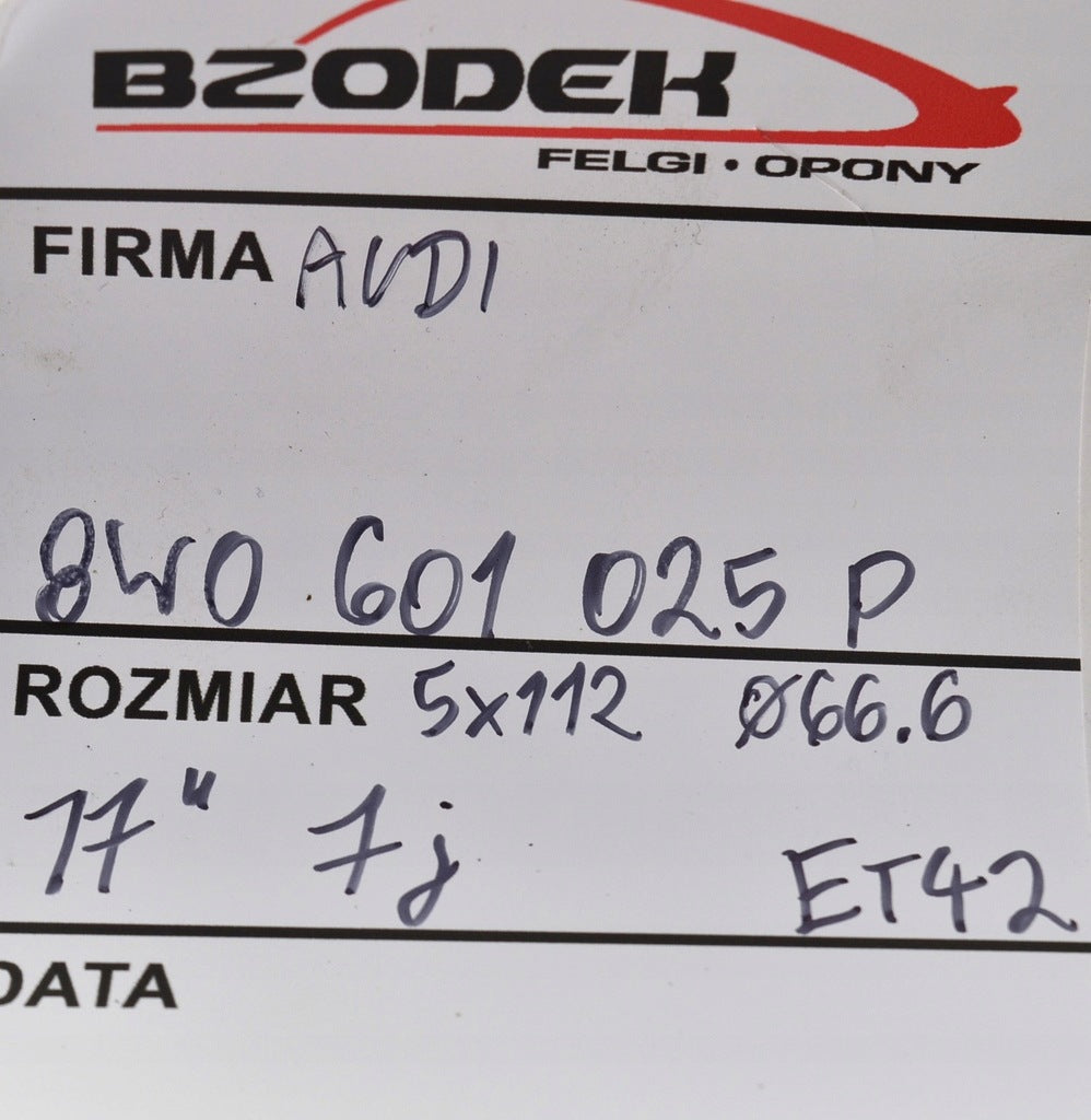 4x Alufelge 17 Zoll 7.0" 5x112 42ET Glanz Silber 8W0601025 Audi A4 B8 Rim Wheel FEL8840546235zk