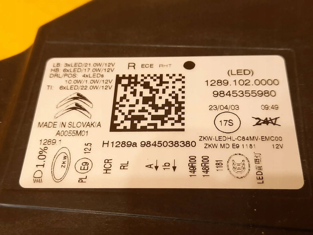 Frontscheinwerfer Citroën C5 Aircross 9845355980 Rechts Scheinwerfer Headlight