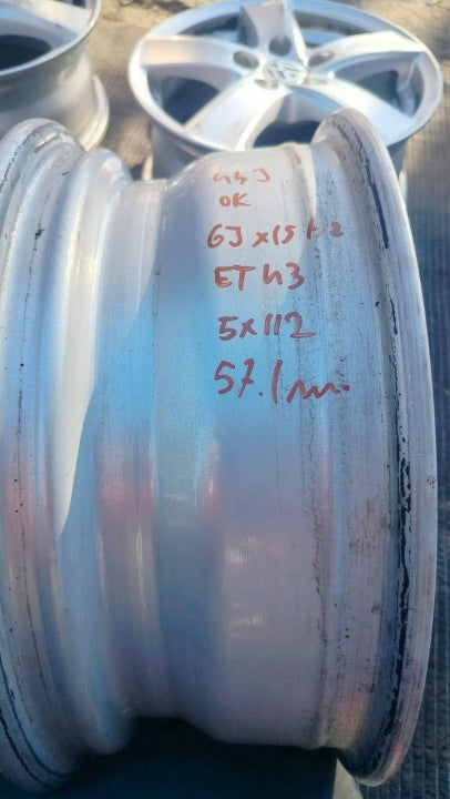 4x Alufelge 15 Zoll 6.0" 5x112 43ET KBA48449 VW Golf VII I Rim Wheel FEL9534726480lb