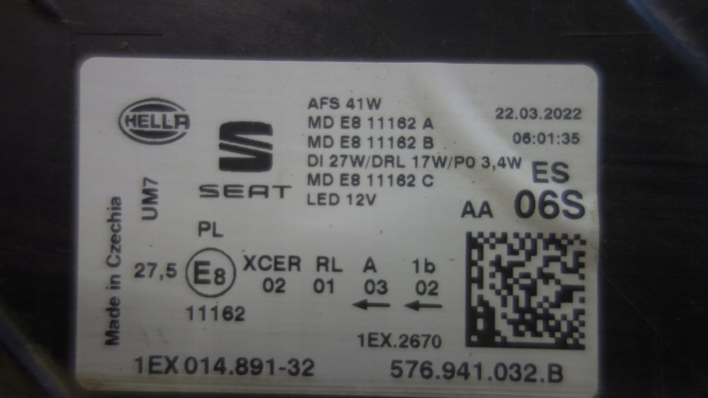 Frontscheinwerfer Cupra Ateca 576941032B LED Rechts Scheinwerfer Headlight SCH9437215221an