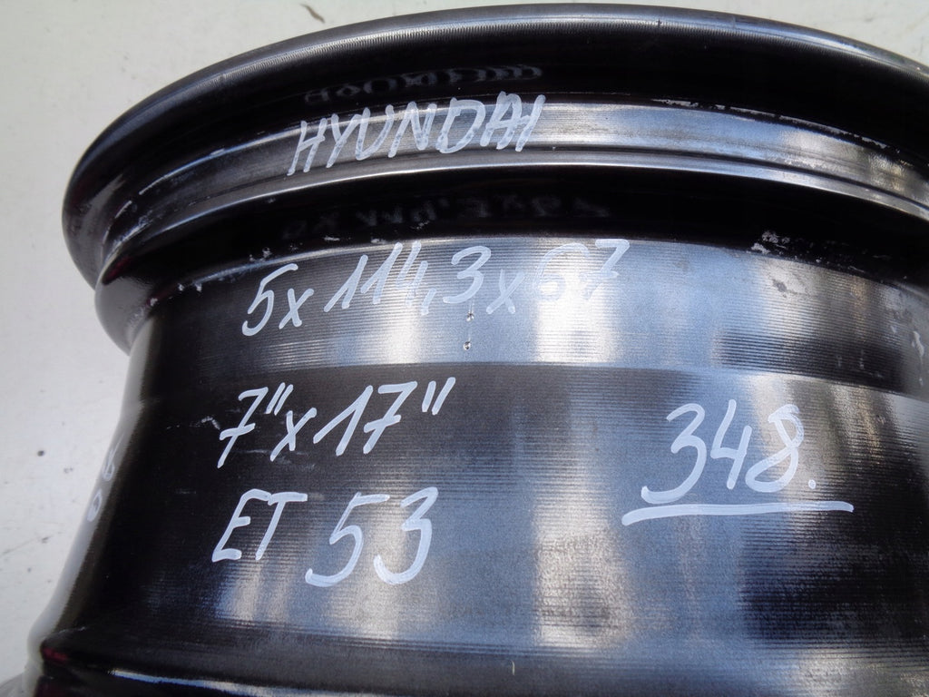 1x Alufelge 17 Zoll 7.0" 5x114.3 53ET Glanz Silber 52910-G2300 Hyundai Rim Wheel