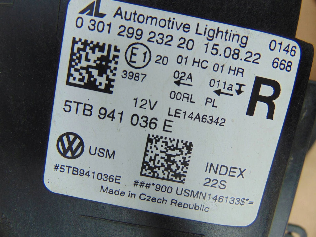 Frontscheinwerfer VW Touran 5TB941036E Full LED Rechts Scheinwerfer Headlight